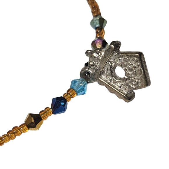 Handmade Beaded Charm Choker Necklace Key Birdhouse Charms Set Of 2 Fashion Jewe - Picture 2 of 5